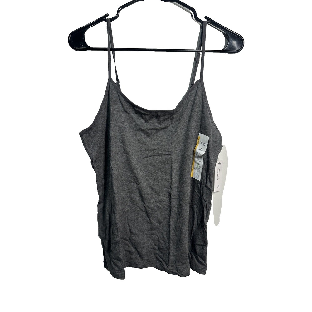 time & tru womens tank top adjustable straps sleeveless size large 12 14 grey